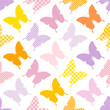 Seamless Pattern Butterflies Stripes/Dots/Check Purple