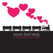 Abstract vector illustration with locomotive and hearts.