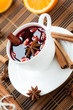glass of mulled wine with almonds