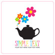 Abstract illustration of teapot with flowers. Place for your tex