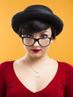 Astonished nerd girl