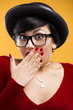 Astonished nerd girl