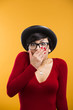Astonished nerd girl