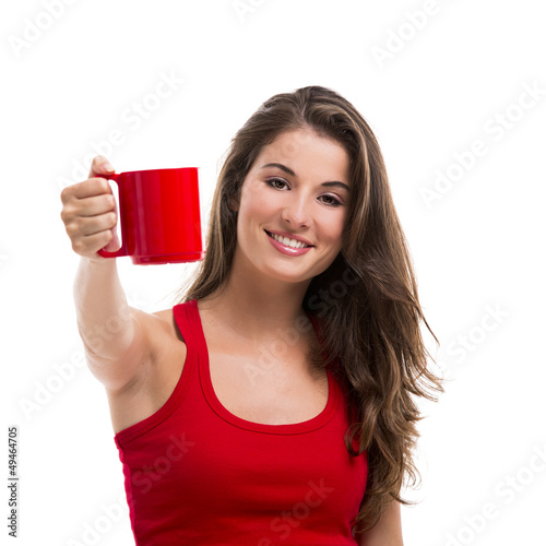 Photo: Woman drinking coffee Woman drinking coffee