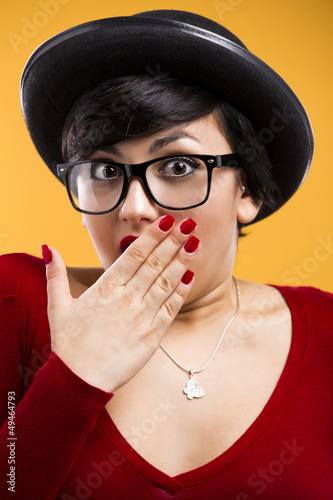 Photo: Astonished nerd girl Astonished nerd girl