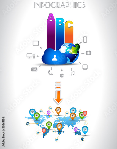 Vector: Infogarphics elements: technology and Clouds Infogarphics elements: technology and Clouds