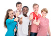 Student shows thumb up