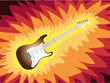 Electric guitar in fire colourful illustration