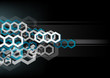 Abstract horizontal black background with hexagons.