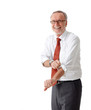 Isolated mature business man roll up his sleeves