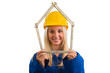 Photo: Female engineer with measure tape Female engineer with measure tape