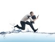 Businessman run on the water