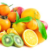 collection fruits isolated on white background