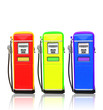 Foto: Red yellow and blue gasoline fuel pump with clipping path . Red yellow and blue gasoline fuel pump with clipping path .