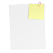 Blatt Papier mit angeheftetem Notizzettel