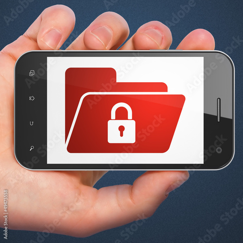 Illustration: Business concept: smartphone with Folder. Business concept: smartphone with Folder.