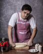 Sad man try to cooking.