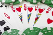 Photo: Playing cards (royal flush) and casino chips Playing cards (royal flush) and casino chips