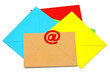E-mail icon with colorful envelopes on white background. E-mail
