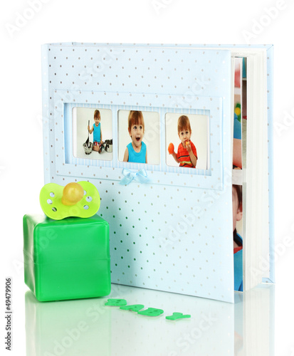 Photo: Baby photo album isolated on white Baby photo album isolated on white