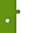 White puzzle on green background. Isolated 3D image