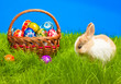 Photo: Easter egg and bunny in basket Easter egg and bunny in basket