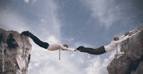 Photo: Business bridge. Concept of partnership Business bridge. Concept of partnership
