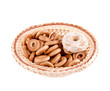 bagels in a plate on a white background
