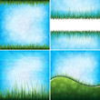 set of grass and sky backgrounds, eps10 format vector