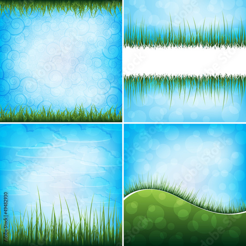 Vector: set of grass and sky backgrounds, eps10 format vector set of grass and sky backgrounds, eps10 format vector