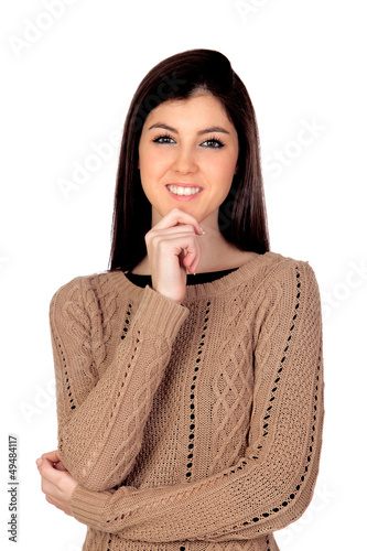 Photo: Pensive girl smiling Pensive girl smiling