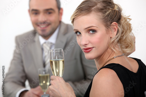 Photo: Couple drinking champagne. Couple drinking champagne.