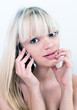 Photo: Portrait of handsome blond girl with phone Portrait of handsome blond girl with phone