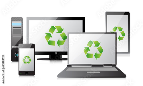 Illustration: recycle Computer, Laptop Tablet and Phone, router recycle Computer, Laptop Tablet and Phone, router