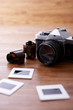Camera with negatives, close up