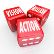 Vision Mission Action Three Red DIce Goal Strategy