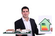 Architect with an energy rating sign