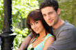 Photo: Portrait of a young couple embraced Portrait of a young couple embraced
