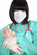 Doctor hugging a teddy bear