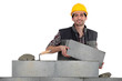 Mason carrying bricks