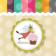 Childish birthday card with funny dressed bee