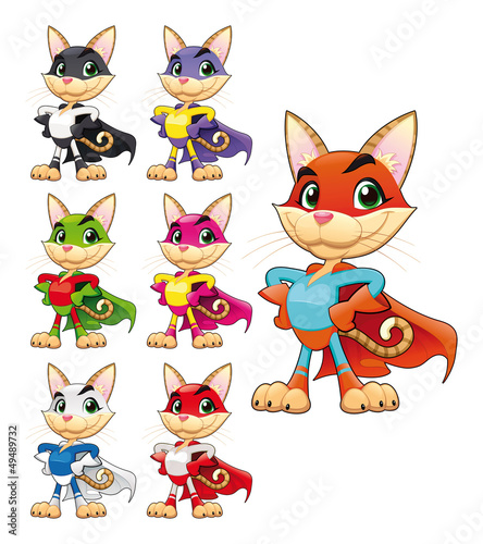 Vector: Funny cat super hero. Funny cat super hero.