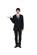 Businessman promoting a product