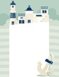 vector illustration with town and sea