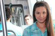 Girl riding tram