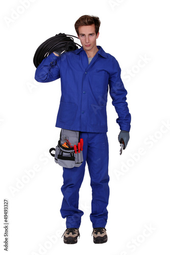 Photo: Mechanic isolated on white background Mechanic isolated on white background