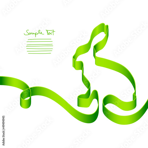 Vector: Easter Background 3D Ribbon Green Bunny Easter Background 3D Ribbon Green Bunny