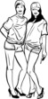 a sketch of two beautiful slender young girl