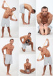 muscular man doing stretching and fitness