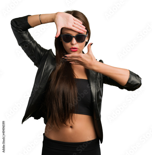 Photo: Woman Showing Finger Frame Woman Showing Finger Frame